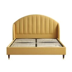 Eleanor Sunflower Yellow Fabric Upholstered Bed Frame With Domed Headboard -Daals Store JAH 08 SUN FAB WB1