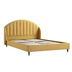 Eleanor Sunflower Yellow Fabric Upholstered Bed Frame With Domed Headboard -Daals Store JAH 08 SUN FAB WB2