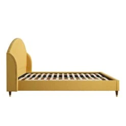 Eleanor Sunflower Yellow Fabric Upholstered Bed Frame With Domed Headboard -Daals Store JAH 08 SUN FAB WB4