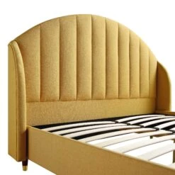 Eleanor Sunflower Yellow Fabric Upholstered Bed Frame With Domed Headboard -Daals Store JAH 08 SUN FAB detail1