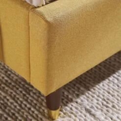 Eleanor Sunflower Yellow Fabric Upholstered Bed Frame With Domed Headboard -Daals Store JAH 08 SUN FAB scene3