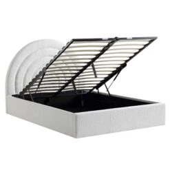 Archer White Boucle Ottoman Storage Bed -Daals Store JAH 09 ECRUBOUCLE WB2