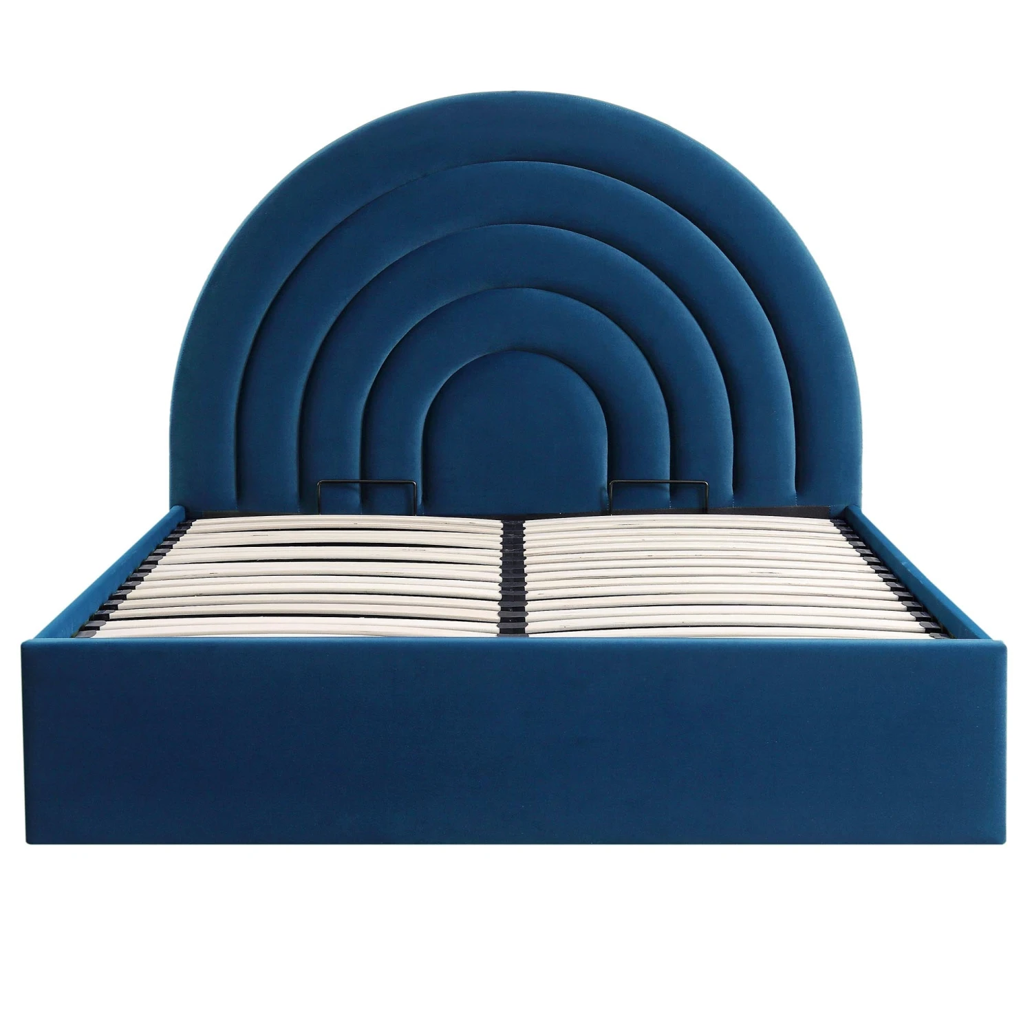 Archer Navy Blue Velvet Ottoman Storage Bed 3 Archer Navy Blue Velvet Ottoman Storage Bed - Image 3