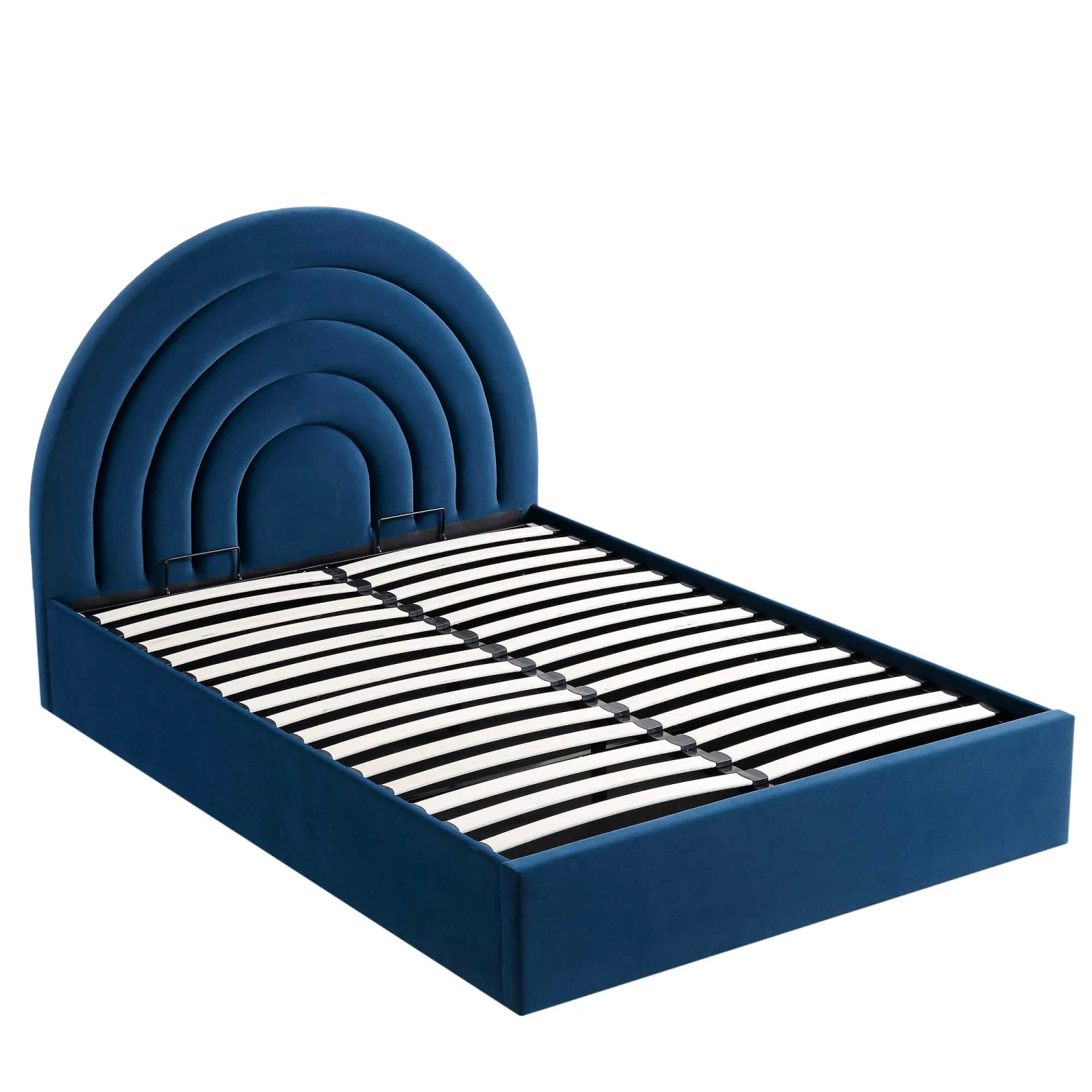 Archer Navy Blue Velvet Ottoman Storage Bed 6 Archer Navy Blue Velvet Ottoman Storage Bed - Image 6