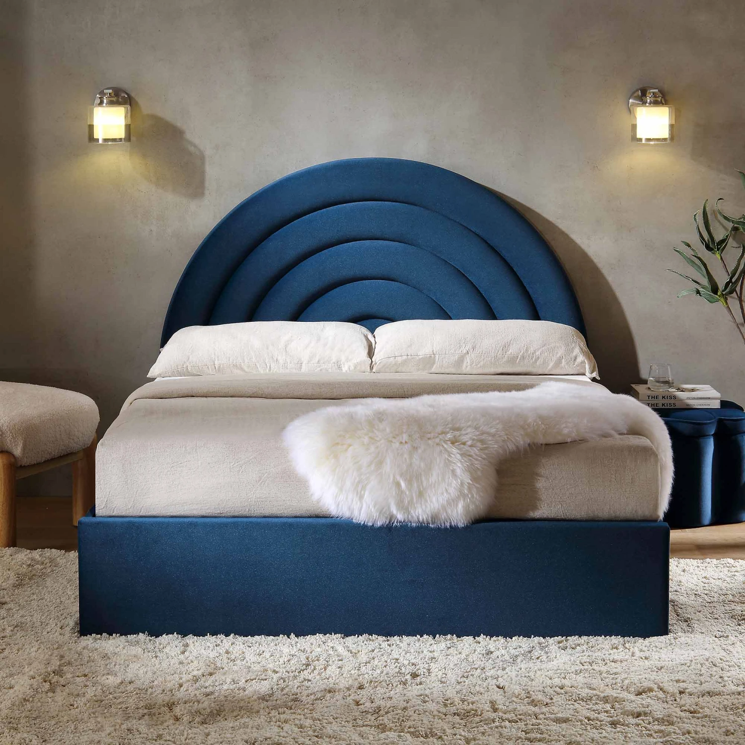 Archer Navy Blue Velvet Ottoman Storage Bed 2 Archer Navy Blue Velvet Ottoman Storage Bed - Image 2