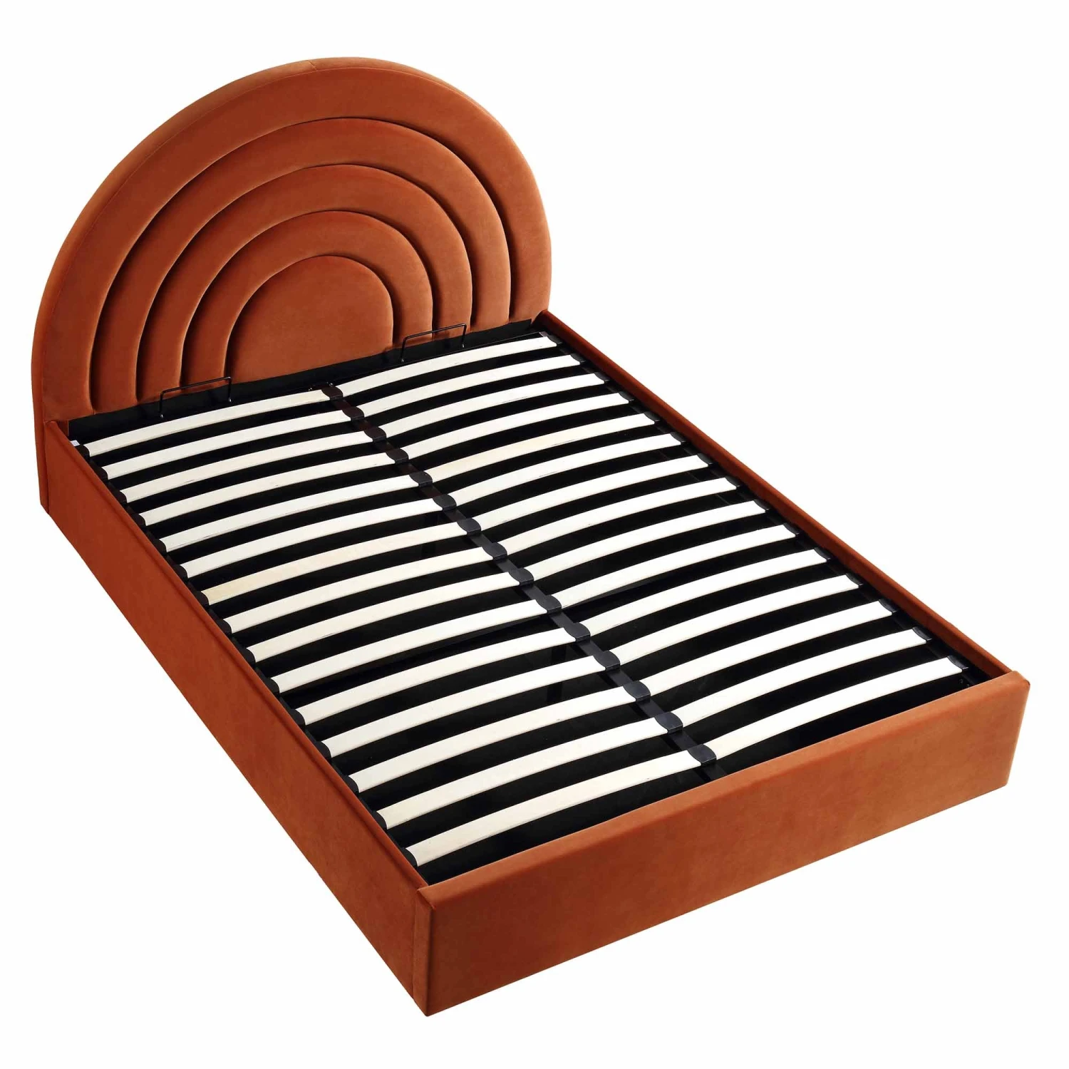 Archer Rust Velvet Ottoman Storage Bed 9 Archer Rust Velvet Ottoman Storage Bed - Image 9