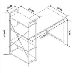 4-Tier Shelves Computer Workstation Desk, Natural Colour 11 4-Tier Shelves Computer Workstation Desk, Natural Colour -Daals Store JD611 CHART