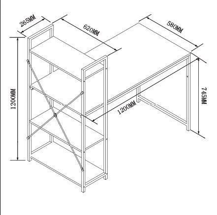 4-Tier Shelves Computer Workstation Desk, Natural Colour 5 4-Tier Shelves Computer Workstation Desk, Natural Colour - Image 5