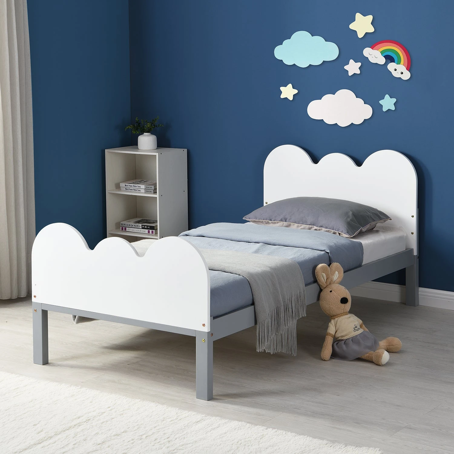 Hedwig Wooden Cloud Headboard Kid's Single Bed 1 Hedwig Wooden Cloud Headboard Kid's Single Bed