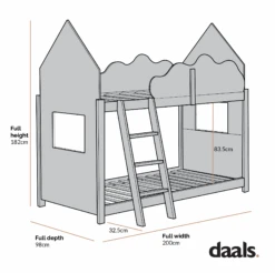 Newton White Solid Wood Kid's Treehouse Bunk Bed -Daals Store JIN 19 CHART