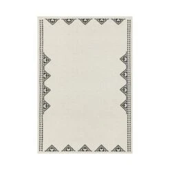Atlan Cream & Black Handwoven Wool Rug