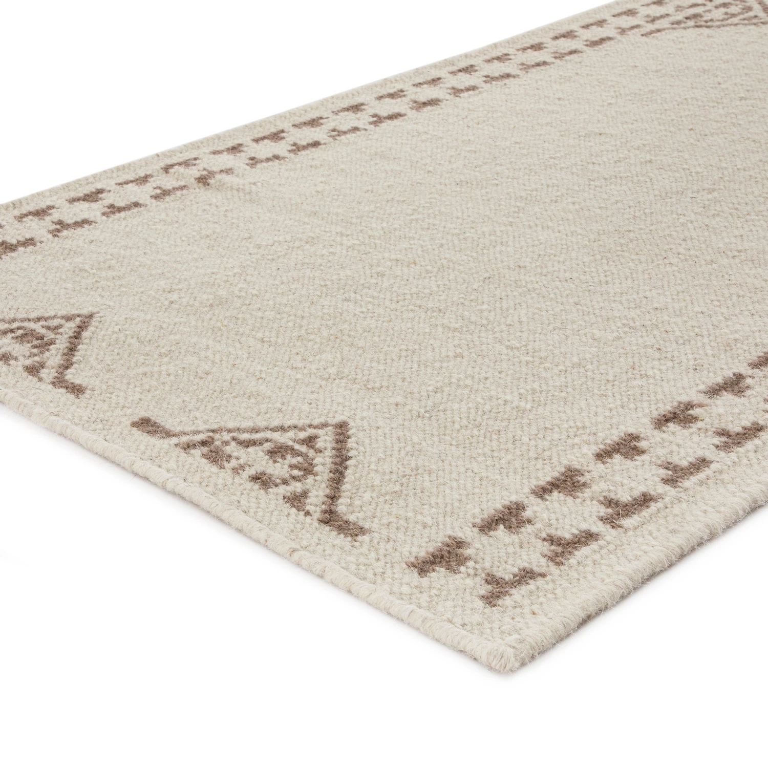Atlan Cream & Taupe Handwoven Wool Runner 4 Atlan Cream & Taupe Handwoven Wool Runner - Image 4