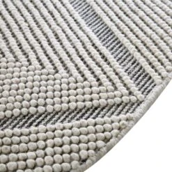 Avanti Handwoven Salt And Pepper Diamond Bobble Wool Round Rug -Daals Store KI AVANTI ROUND DIAM detail5