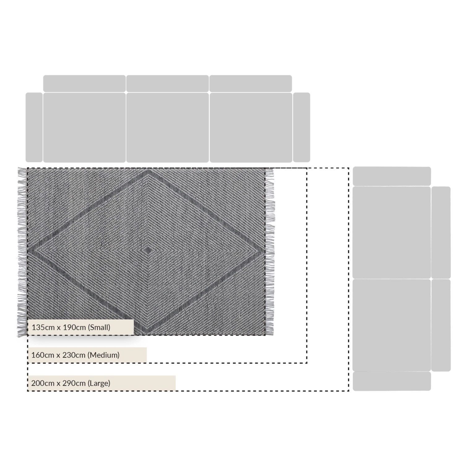 Avanti Handwoven Salt And Pepper Diamond Bobble Wool Rug 5 Avanti Handwoven Salt And Pepper Diamond Bobble Wool Rug - Image 5