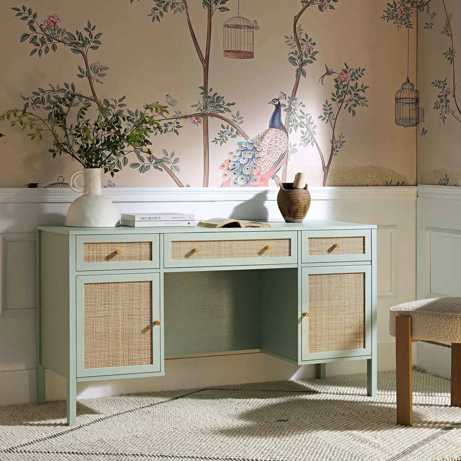 Avanti Handwoven Salt And Pepper Diamond Bobble Wool Rug 3 Avanti Handwoven Salt And Pepper Diamond Bobble Wool Rug - Image 3