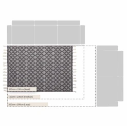 Avanti Warm Grey Diamond Bobble Rug – Handwoven 100% Wool Geometric Tassel Area Rug -Daals Store KI AVANTI RUG GREY CHART