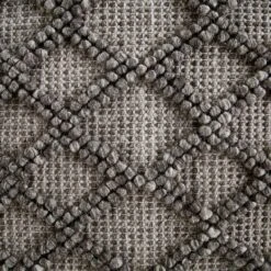 Avanti Warm Grey Diamond Bobble Rug – Handwoven 100% Wool Geometric Tassel Area Rug -Daals Store KI AVANTI RUG GREY detail2