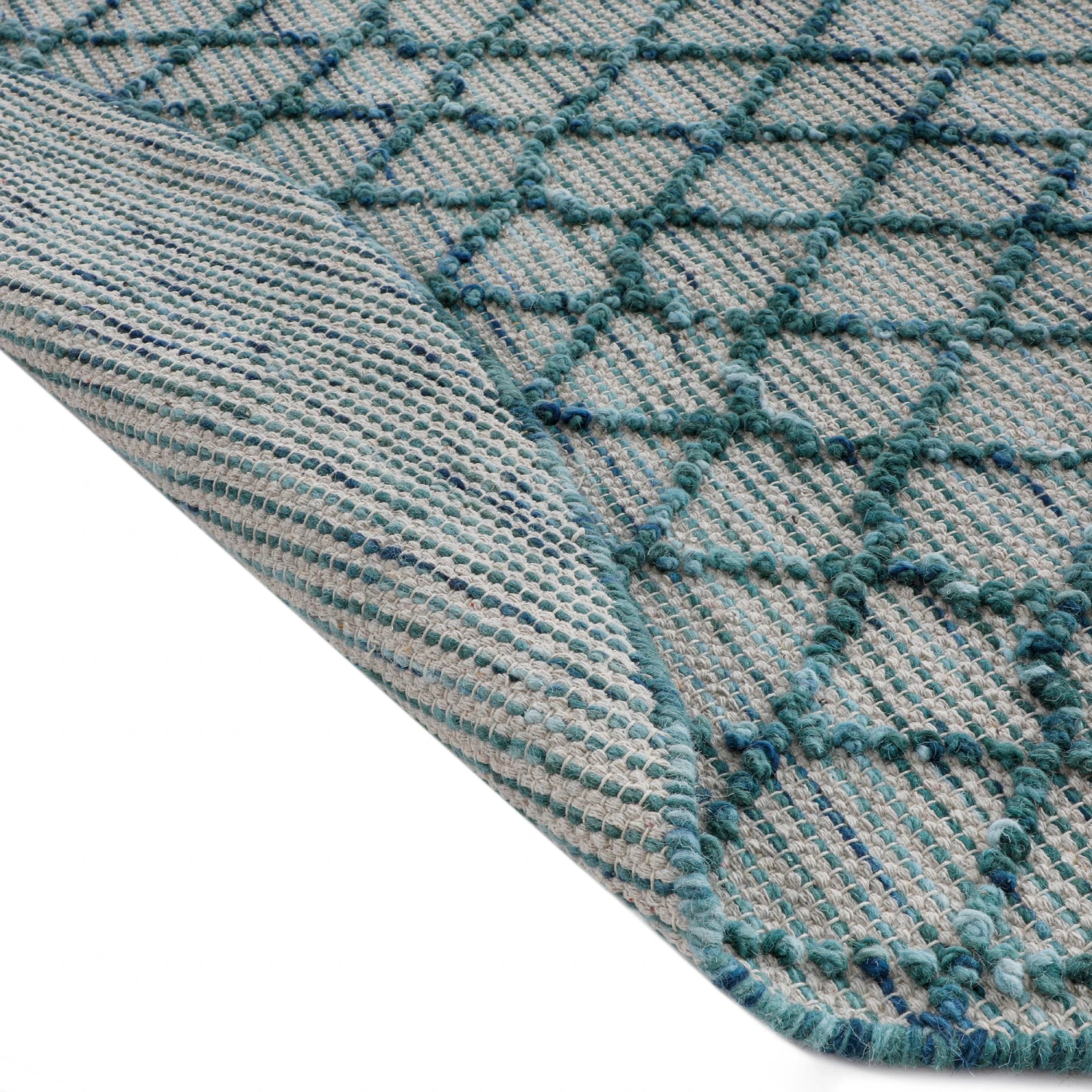 Avanti Handwoven Aquamarine Bobble Wool Round Rug 6 Avanti Handwoven Aquamarine Bobble Wool Round Rug - Image 6