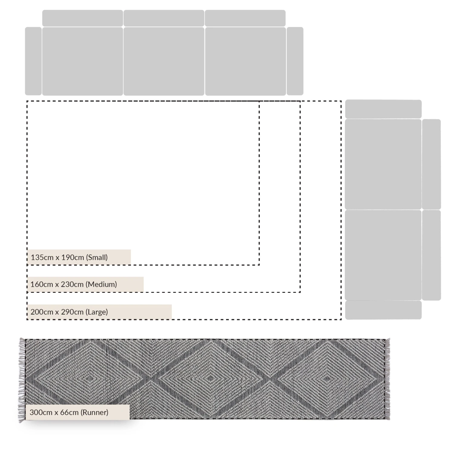 Avanti Handwoven Salt And Pepper Diamond Bobble Wool Runner 5 Avanti Handwoven Salt And Pepper Diamond Bobble Wool Runner - Image 5