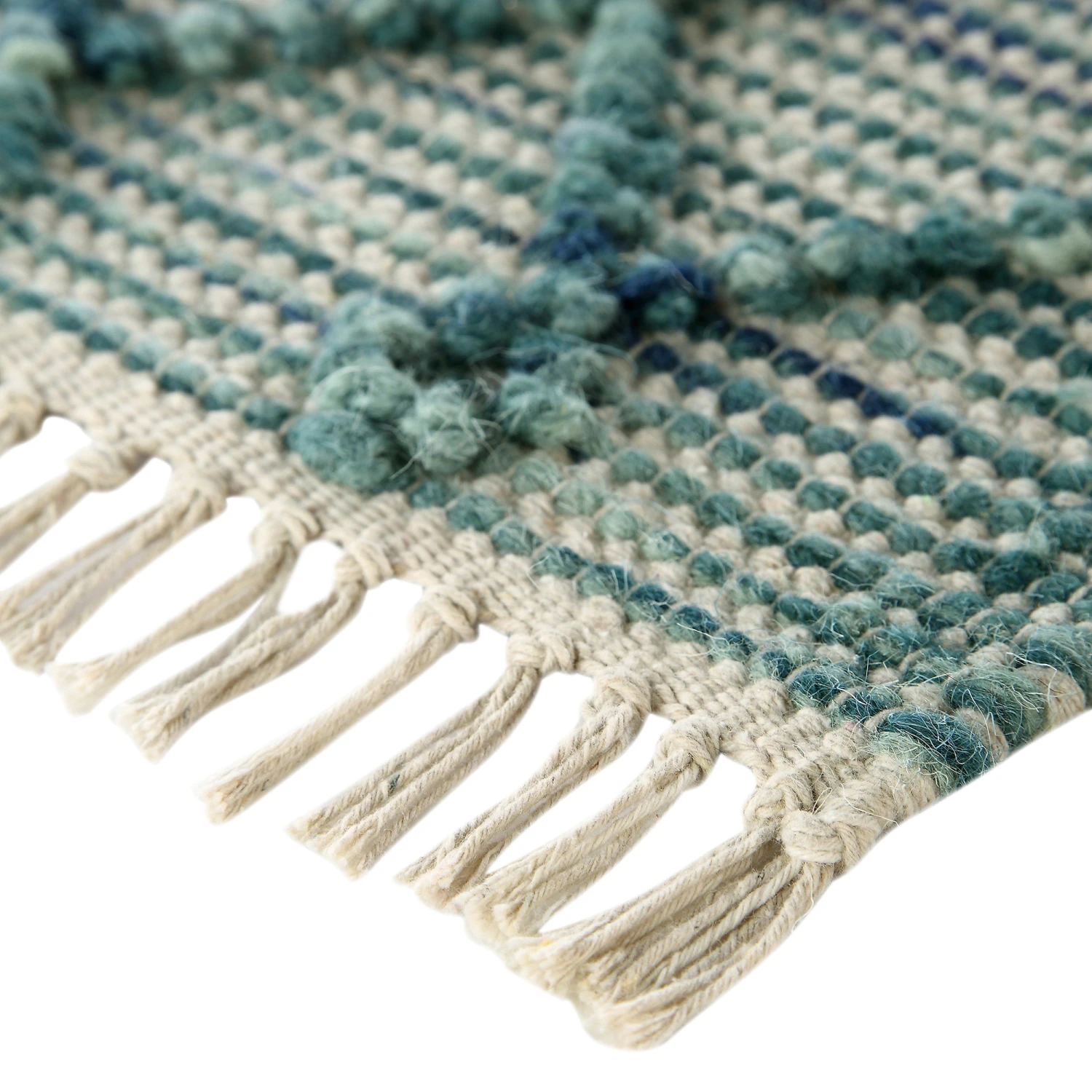 Avanti Handwoven Aquamarine Bobble Wool Rug 8 Avanti Handwoven Aquamarine Bobble Wool Rug - Image 8