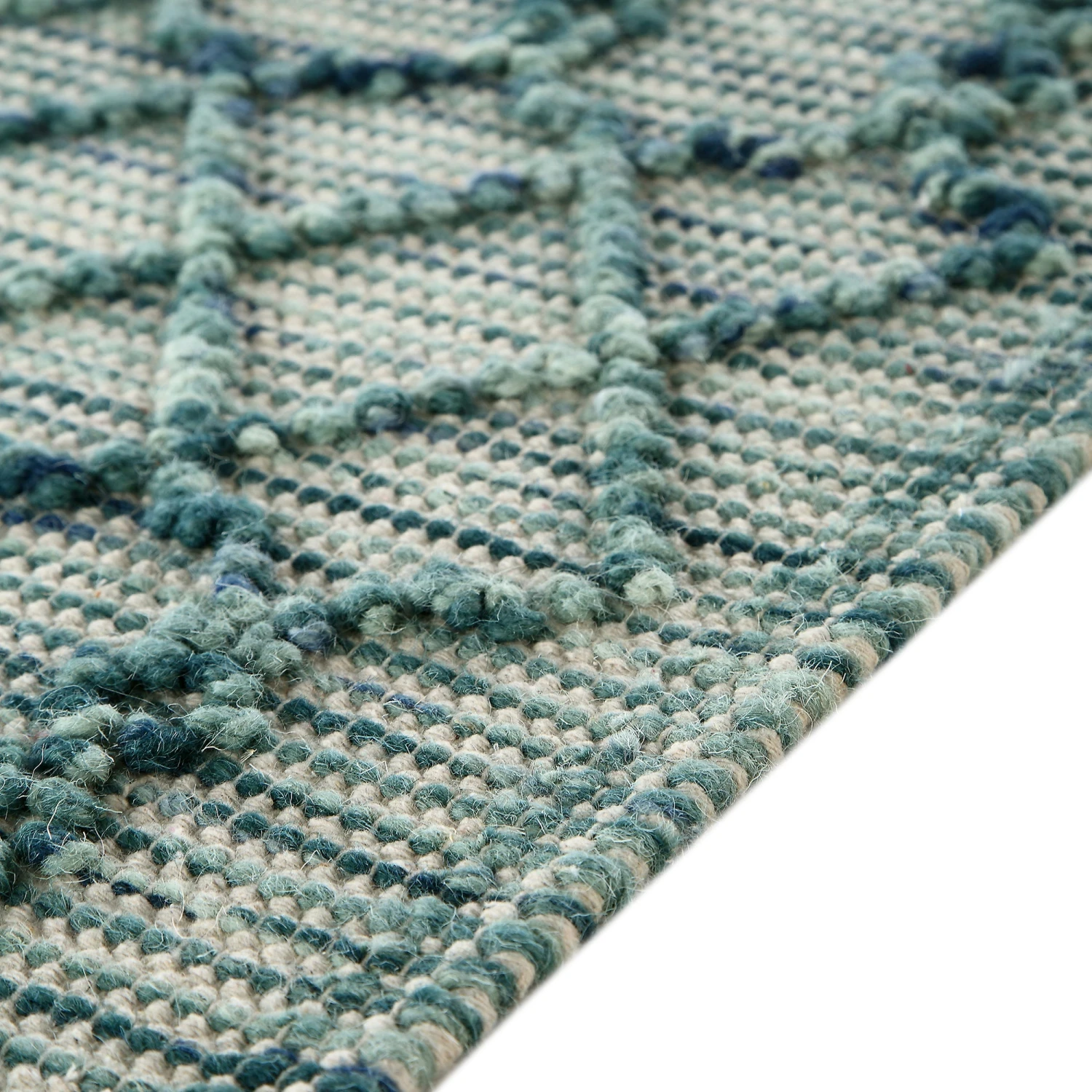 Avanti Handwoven Aquamarine Bobble Wool Rug 10 Avanti Handwoven Aquamarine Bobble Wool Rug - Image 10