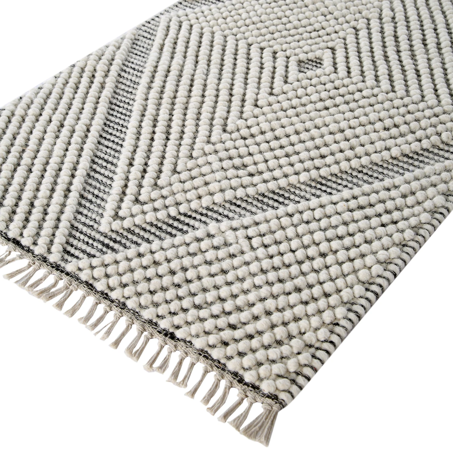 Avanti Handwoven Salt And Pepper Diamond Bobble Wool Runner 7 Avanti Handwoven Salt And Pepper Diamond Bobble Wool Runner - Image 7