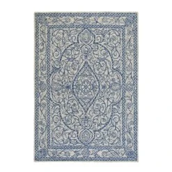 Eden Blue Leaf Traditional Hand Tufted Wool Rug -Daals Store KI EDEN RUG WB1