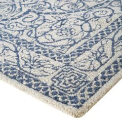 Eden Blue Leaf Traditional Hand Tufted Wool Rug -Daals Store KI EDEN RUG detail2