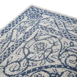 Eden Blue Leaf Traditional Hand Tufted Wool Rug -Daals Store KI EDEN RUG detail3