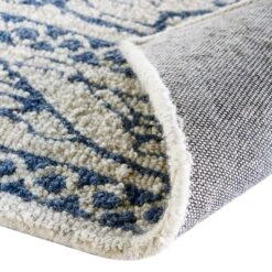 Eden Blue Leaf Traditional Hand Tufted Wool Rug -Daals Store KI EDEN RUG detail6