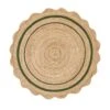 Evie Hand-Braided Jute Scallop Round Rug – Natural with Green Double Border 160cm -Daals Store KI EVIE RUG GREEN ROUND WB1