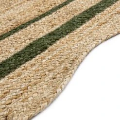 Evie Hand Braided Jute Scallop Runner with Deep Green Double Border – Natural Fiber Hallway Rug -Daals Store KI EVIE RUG GREEN RUNNER detail4