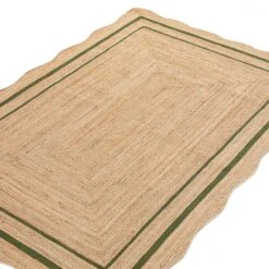 Evie Hand Braided Jute Scallop Green Border Rectangular Rug 12 Evie Hand Braided Jute Scallop Green Border Rectangular Rug -Daals Store KI EVIE RUG GREEN detail1