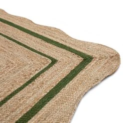 Evie Hand Braided Jute Scallop Green Border Rectangular Rug 14 Evie Hand Braided Jute Scallop Green Border Rectangular Rug -Daals Store KI EVIE RUG GREEN detail2