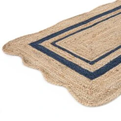 Evie Hand Braided Jute Scallop Navy Blue Runner -Daals Store KI EVIE RUG NAVY RUNNER detail3