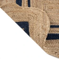 Evie Hand Braided Jute Scallop Navy Blue Runner -Daals Store KI EVIE RUG NAVY RUNNER detail5