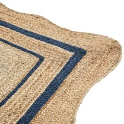 Evie Hand Braided Jute Scallop Navy Blue Border Rectangular Rug 12 Evie Hand Braided Jute Scallop Navy Blue Border Rectangular Rug -Daals Store KI EVIE RUG NAVY detail2
