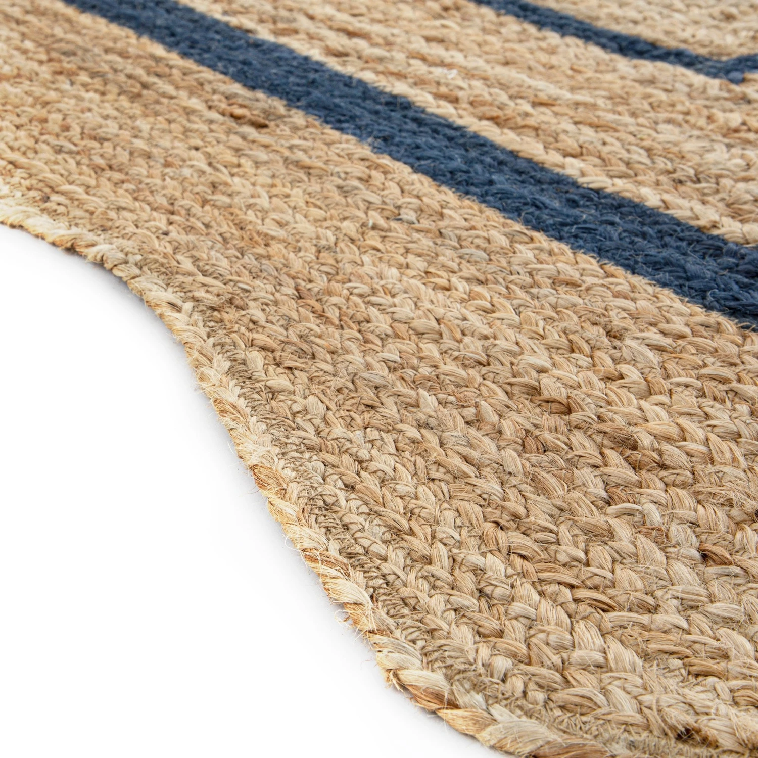 Evie Hand Braided Jute Scallop Navy Blue Border Rectangular Rug 7 Evie Hand Braided Jute Scallop Navy Blue Border Rectangular Rug - Image 7