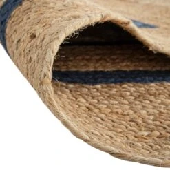 Evie Hand Braided Jute Scallop Navy Blue Border Rectangular Rug 15 Evie Hand Braided Jute Scallop Navy Blue Border Rectangular Rug -Daals Store KI EVIE RUG NAVY detail5