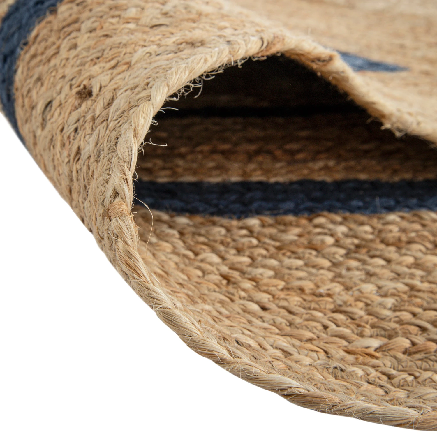 Evie Hand Braided Jute Scallop Navy Blue Border Rectangular Rug 8 Evie Hand Braided Jute Scallop Navy Blue Border Rectangular Rug - Image 8