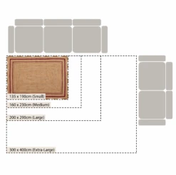 Evie Hand Braided Jute Scallop Scarlet Red Border Rectangular Rug -Daals Store KI EVIE RUG RED CHART