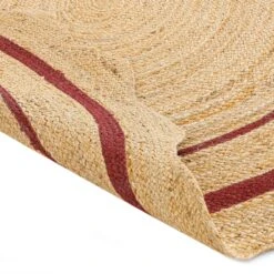 Evie Hand Braided Jute Scallop Scarlet Red Round Rug -Daals Store KI EVIE RUG RED ROUND detail3
