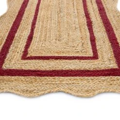 Evie Hand Braided Jute Scallop Scarlet Red Runner -Daals Store KI EVIE RUG RED RUNNER detail2