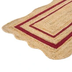 Evie Hand Braided Jute Scallop Scarlet Red Runner -Daals Store KI EVIE RUG RED RUNNER detail3