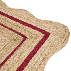 Evie Hand Braided Jute Scallop Scarlet Red Border Rectangular Rug -Daals Store KI EVIE RUG RED detail2