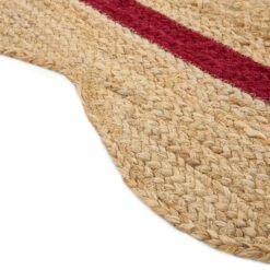Evie Hand Braided Jute Scallop Scarlet Red Border Rectangular Rug -Daals Store KI EVIE RUG RED detail3