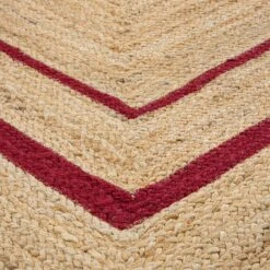 Evie Hand Braided Jute Scallop Scarlet Red Border Rectangular Rug -Daals Store KI EVIE RUG RED detail4