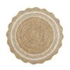 Evie Natural Jute with Bleached White Border - Hand-Braided Scallop Round Rug -Daals Store KI EVIE RUG ROUND WB1