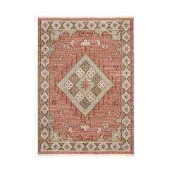 Farah Kilim Traditional Handwoven Wool & Jute Deep Red Rug