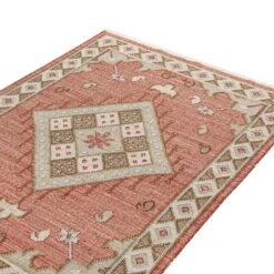 Farah Kilim Deep Red and Multi-Tone – Diamond Motif Traditional Series Handwoven Flat-Weave Rug -Daals Store KI FARAH RUG KILIM detail1